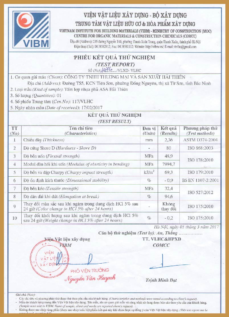 Chứng nhận chất lượng sản phẩm