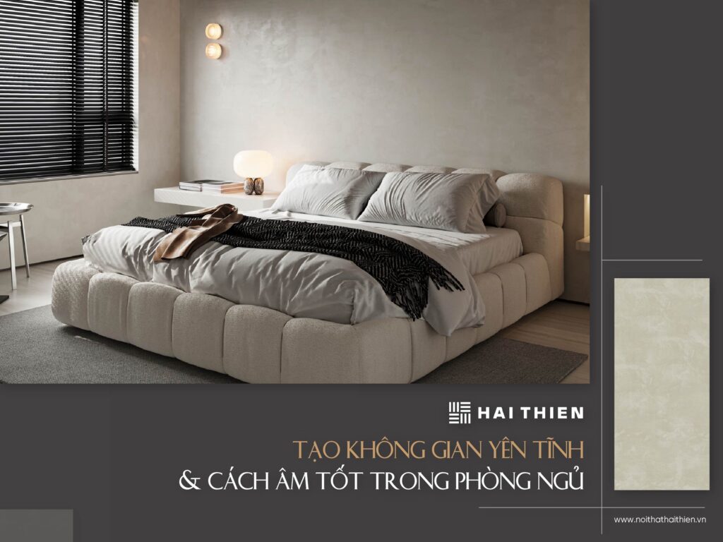 Tấm ốp đa năng than tre Hải Thiên giúp tạo không gian yên tĩnh và cách âm tốt trong phòng ngủ.