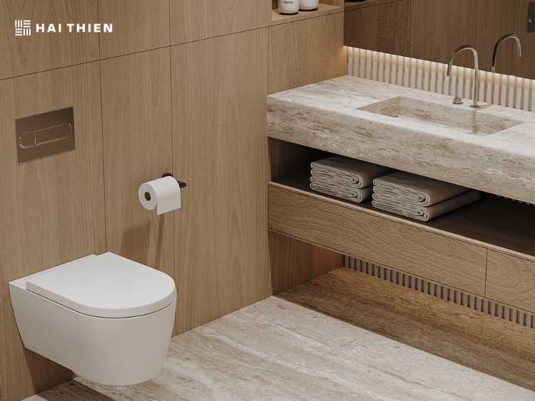 Tấm ốp đa năng vân gỗ Hải Thiên trong không gian nhà tắm